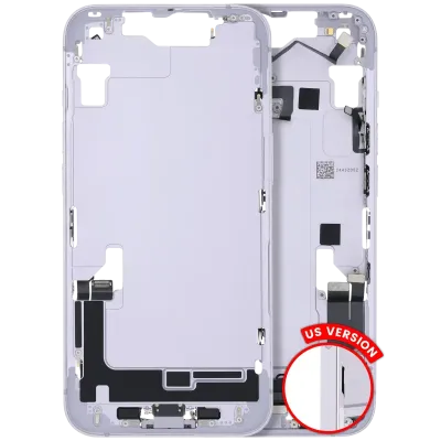 Mid-Frame Housing W/ Charging Port Flex & Small Parts For iPhone 14 (US Version) (Used OEM Pull: Grade B) (Purple)