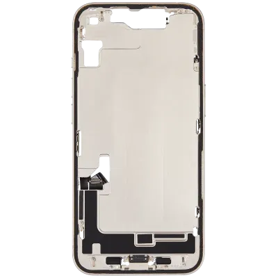 Mid-Frame Housing W/ Charging Port Flex & Small Parts For iPhone 14 (US Version) (Used OEM Pull: Grade B) (Starlight)