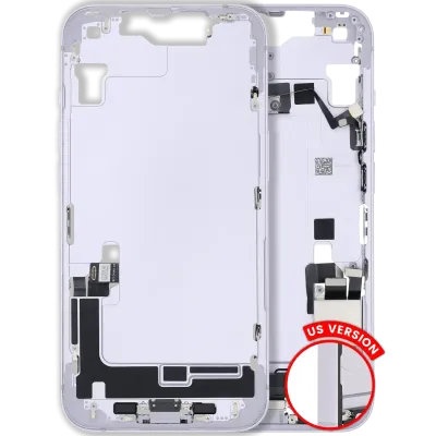 Mid-Frame Housing W/ Charging Port Flex & Small Parts For iPhone 14 (US Version) (Used OEM Pull: Grade C) (Purple)