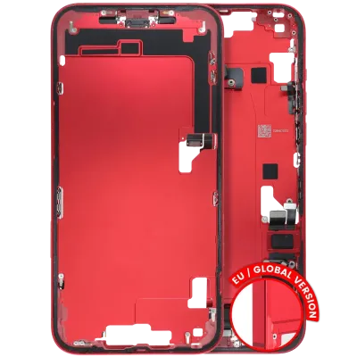 Mid-Frame Housing W/ Charging Port Flex & Small Parts For iPhone 14 Plus (EU / Global Version) (Used OEM Pull: Grade B) (Red)