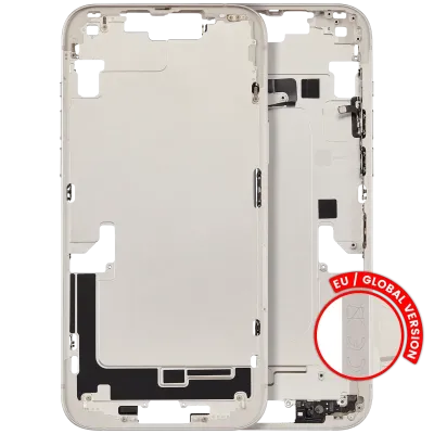 Mid-Frame Housing W/ Charging Port Flex & Small Parts For iPhone 14 Plus (EU / Global Version) (Used OEM Pull: Grade B) (Starlight)