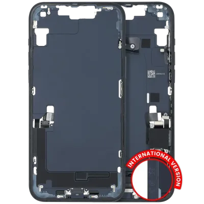 Mid-Frame Housing W/ Charging Port Flex & Small Parts For iPhone 14 Plus (EU / Global Version) (Used OEM Pull: Grade C) (Midnight)