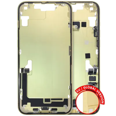 Mid-Frame Housing W/ Charging Port Flex & Small Parts For iPhone 14 Plus (EU / Global Version) (Used OEM Pull: Grade C) (Yellow)