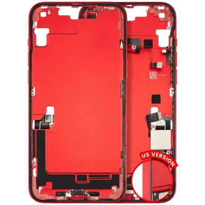 Mid-Frame Housing W/ Charging Port Flex & Small Parts For iPhone 14 Plus (US Version) (Used OEM Pull: Grade A) (Red)