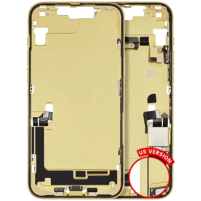 Mid-Frame Housing W/ Charging Port Flex & Small Parts For iPhone 14 Plus (US Version) (Used OEM Pull: Grade A) (Yellow)