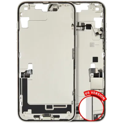 Mid-Frame Housing W/ Charging Port Flex & Small Parts For iPhone 14 Plus (US Version) (Used OEM Pull: Grade B) (Starlight)