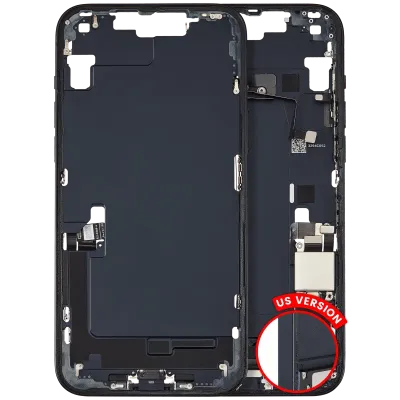 Mid-Frame Housing W/ Charging Port Flex & Small Parts For iPhone 14 Plus (US Version) (Used OEM Pull: Grade B) (Midnight)