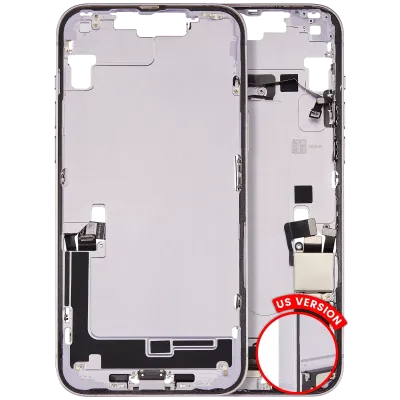 Mid-Frame Housing W/ Charging Port Flex & Small Parts For iPhone 14 Plus (US Version) (Used OEM Pull: Grade B) (Purple)