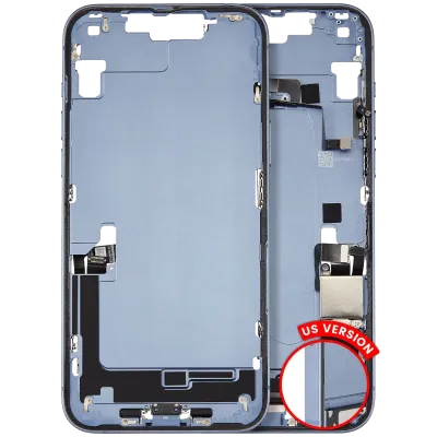 Mid-Frame Housing W/ Charging Port Flex & Small Parts For iPhone 14 Plus (US Version) (Used OEM Pull: Grade C) (Blue)
