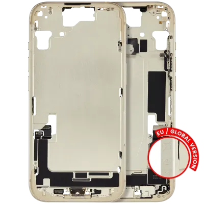 Mid-Frame Housing W/ Charging Port Flex & Small Parts For iPhone 15 (EU / Global Version) (Used OEM Pull: Grade A) (Yellow)
