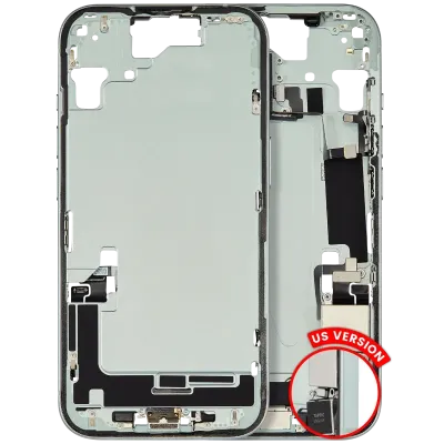 Mid-Frame Housing W/ Charging Port Flex & Small Parts For iPhone 15 (US Version) (Used OEM Pull: Grade B) (Green)