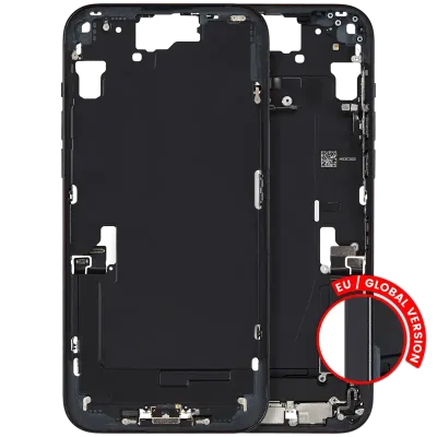 Mid-Frame Housing W/ Charging Port Flex & Small Parts For iPhone 15 Plus (EU / Global Version) (Used OEM Pull: Grade A) (Black)