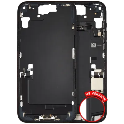 Mid-Frame Housing W/ Charging Port Flex & Small Parts For iPhone 15 Plus (US Version) (Used OEM Pull: Grade C) (Black)