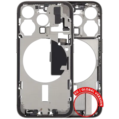 Mid-Frame Housing W/ Charging Port Flex & Small Parts For iPhone 15 Pro (EU / Global Version) (Used OEM Pull: Grade B) (Natural Titanium)