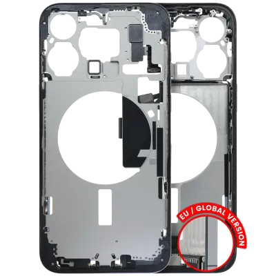 Mid-Frame Housing W/ Charging Port Flex & Small Parts For iPhone 15 Pro Max (EU / Global Version) (Used OEM Pull: Grade A) (Blue Titanium)