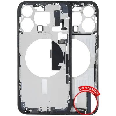 Mid-Frame Housing W/ Charging Port Flex & Small Parts For iPhone 15 Pro Max (US Version) (Used OEM Pull: Grade C) (Blue Titanium)