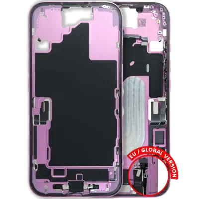 Mid-Frame Housing W/ Charging Port Flex & Small Parts For iPhone 16 (EU / Global Version) (Used OEM Pull: Grade A) (Pink)