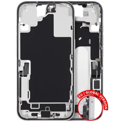 Mid-Frame Housing W/ Charging Port Flex & Small Parts For iPhone 16 (EU / Global Version) (Used OEM Pull: Grade B) (White)