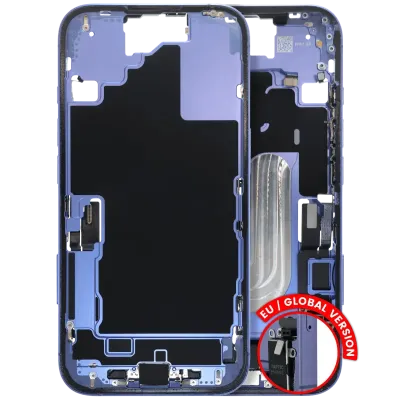 Mid-Frame Housing W/ Charging Port Flex & Small Parts For iPhone 16 (EU / Global Version) (Used OEM Pull: Grade C) (Ultramarine)