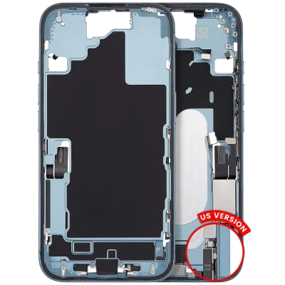 Mid-Frame Housing W/ Charging Port Flex & Small Parts For iPhone 16 (US Version) (Used OEM Pull: Grade B) (Teal)