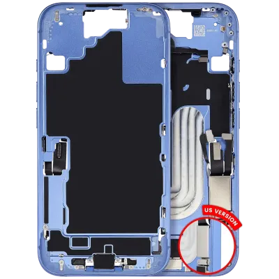 Mid-Frame Housing W/ Charging Port Flex & Small Parts For iPhone 16 (US Version) (Used OEM Pull: Grade B) (Ultramarine)