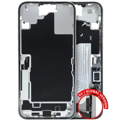 Mid-Frame Housing W/ Charging Port Flex & Small Parts For iPhone 16 Plus (EU / Global Version) (Used OEM Pull: Grade B) (White)