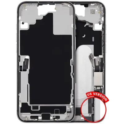 Mid-Frame Housing W/ Charging Port Flex & Small Parts For iPhone 16 Plus (US Version) (Used OEM Pull: Grade A) (White)