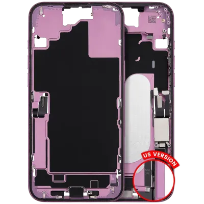Mid-Frame Housing W/ Charging Port Flex & Small Parts For iPhone 16 Plus (US Version) (Used OEM Pull: Grade B) (Pink)