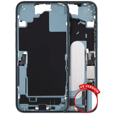 Mid-Frame Housing W/ Charging Port Flex & Small Parts For iPhone 16 Plus (US Version) (Used OEM Pull: Grade B) (Teal)