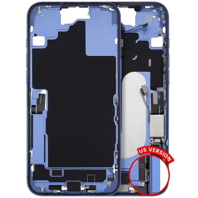 Mid-Frame Housing W/ Charging Port Flex & Small Parts For iPhone 16 Plus (US Version) (Used OEM Pull: Grade C) (Ultramarine)