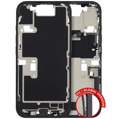 Mid-Frame Housing W/ Charging Port Flex & Small Parts For iPhone 16 Pro (EU / Global Version) (Used OEM Pull: Grade A) (Black Titanium)