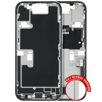 Mid-Frame Housing W/ Charging Port Flex & Small Parts For iPhone 16 Pro (EU / Global Version) (Used OEM Pull: Grade B) (White Titanium)