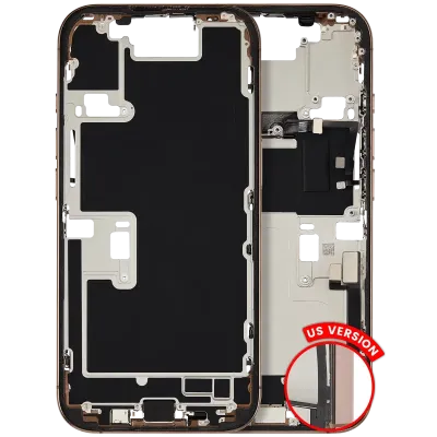Mid-Frame Housing W/ Charging Port Flex & Small Parts For iPhone 16 Pro (US Version) (Used OEM Pull: Grade A) (Desert Titanium)