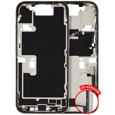 Mid-Frame Housing W/ Charging Port Flex & Small Parts For iPhone 16 Pro (US Version) (Used OEM Pull: Grade A) (Natural Titanium)
