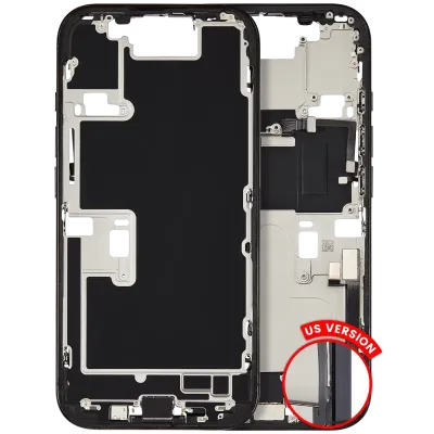 Mid-Frame Housing W/ Charging Port Flex & Small Parts For iPhone 16 Pro (US Version) (Used OEM Pull: Grade C) (Black Titanium)