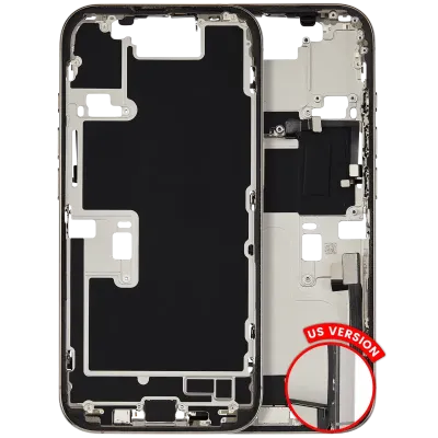 Mid-Frame Housing W/ Charging Port Flex & Small Parts For iPhone 16 Pro (US Version) (Used OEM Pull: Grade C) (Natural Titanium)