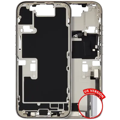 Mid-Frame Housing W/ Charging Port Flex & Small Parts For iPhone 16 Pro (US Version) (Used OEM Pull: Grade C) (White Titanium)
