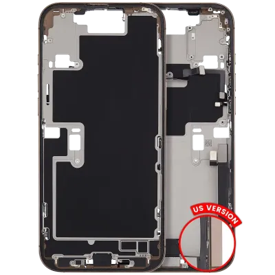 Mid-Frame Housing W/ Charging Port Flex & Small Parts For iPhone 16 Pro Max (US Version) (Used OEM Pull: Grade B) (Desert Titanium)