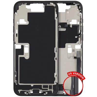 Mid-Frame Housing W/ Charging Port Flex & Small Parts For iPhone 16 Pro Max (US Version) (Used OEM Pull: Grade C) (Black Titanium)