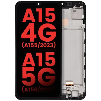 Дисплейний модуль OLED з рамкою для Samsung Galaxy A15 4G (A155 / 2023) / A15 5G (A156 / 2023) (Aftermarket Plus) (усі кольори)
