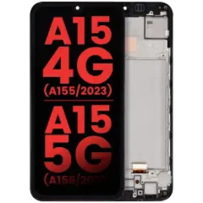 Дисплейний модуль OLED з рамкою для Samsung Galaxy A15 4G (A155 / 2023) / A15 5G (A156 / 2023) (Aftermarket Plus) (усі кольори)