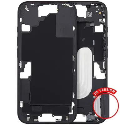 Mid-Frame Housing With Power And Volume Button For iPhone 16 (US Version) (Aftermarket Plus) (Black)