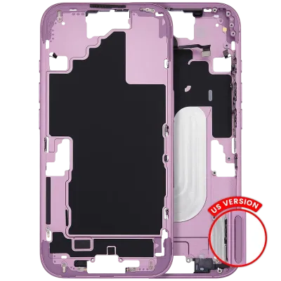 Mid-Frame Housing With Power And Volume Button For iPhone 16 (US Version) (Aftermarket Plus) (Pink)