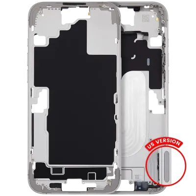 Mid-Frame Housing With Power And Volume Button For iPhone 16 Plus (US Version) (Aftermarket Plus) (White)