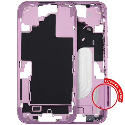 Середня рамка з кнопками живлення й гучності для iPhone 16 (EU / Global Version) (Aftermarket Plus) (рожевий)