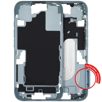 Середня рамка з кнопками живлення й гучності для iPhone 16 (EU / Global Version) (Aftermarket Plus) (Teal)