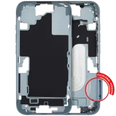 Середня рамка з кнопками живлення й гучності для iPhone 16 (EU / Global Version) (Aftermarket Plus) (Teal)