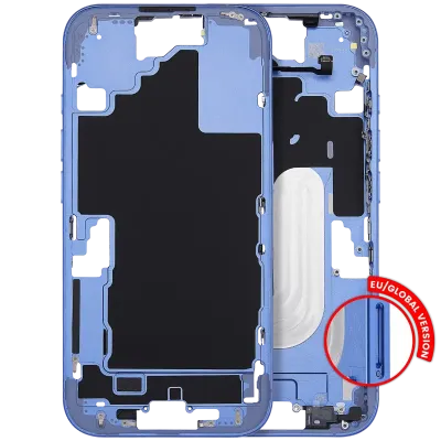 Mid-Frame Housing With Power And Volume Button For iPhone 16 (EU / Global Version) (Aftermarket Plus) (Ultramarine)