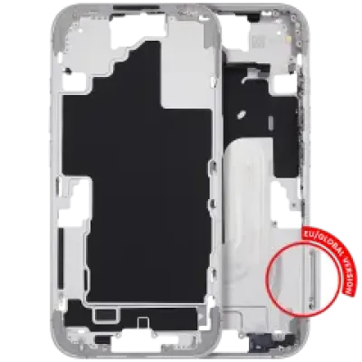Середня рамка з кнопками живлення й гучності для iPhone 16 (EU / Global Version) (Aftermarket Plus) (білий)