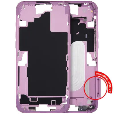 Mid-Frame Housing With Power And Volume Button For iPhone 16 Plus (EU / Global Version) (Aftermarket Plus) (Pink)